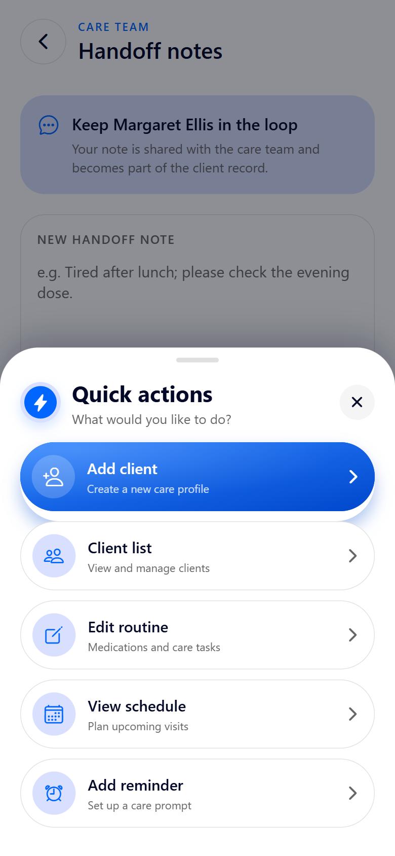 Quick actions
