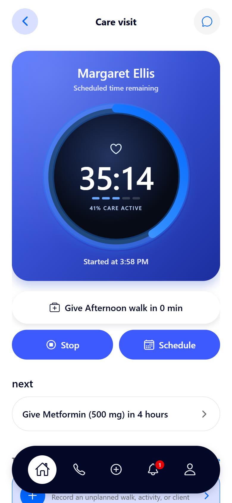 Kelo care visit timer